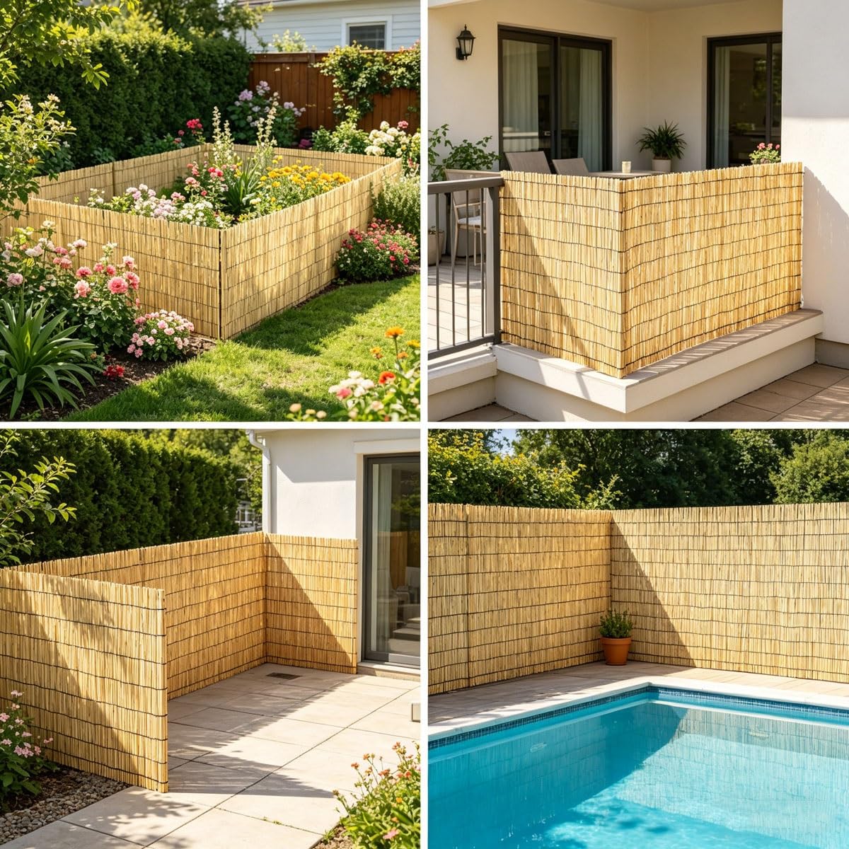 Arella in Canniccio Cannette in Bamboo Pelato Bambù Naturale, Recinzione di Canne per Giardini Balconi, Frangivento Frangivista Spessa, Arelle Canniccio Decorativo Recinzione(Marrone,H0.9 x L2m)