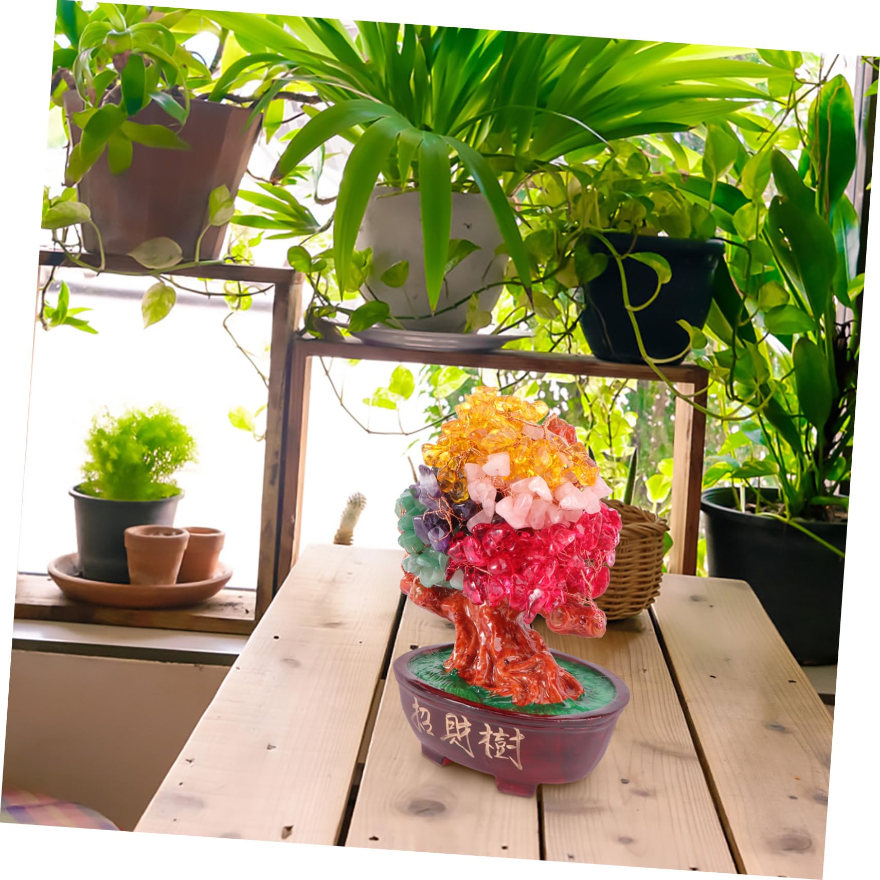 1stück Farbenfrohe Kristall Glücksbaum Tisch Ornament Deko Natürliche Kristall Bonsai Glücksbaum Für Tischdeko Und Hochzeitsfeier Zufällige Farbvarianten