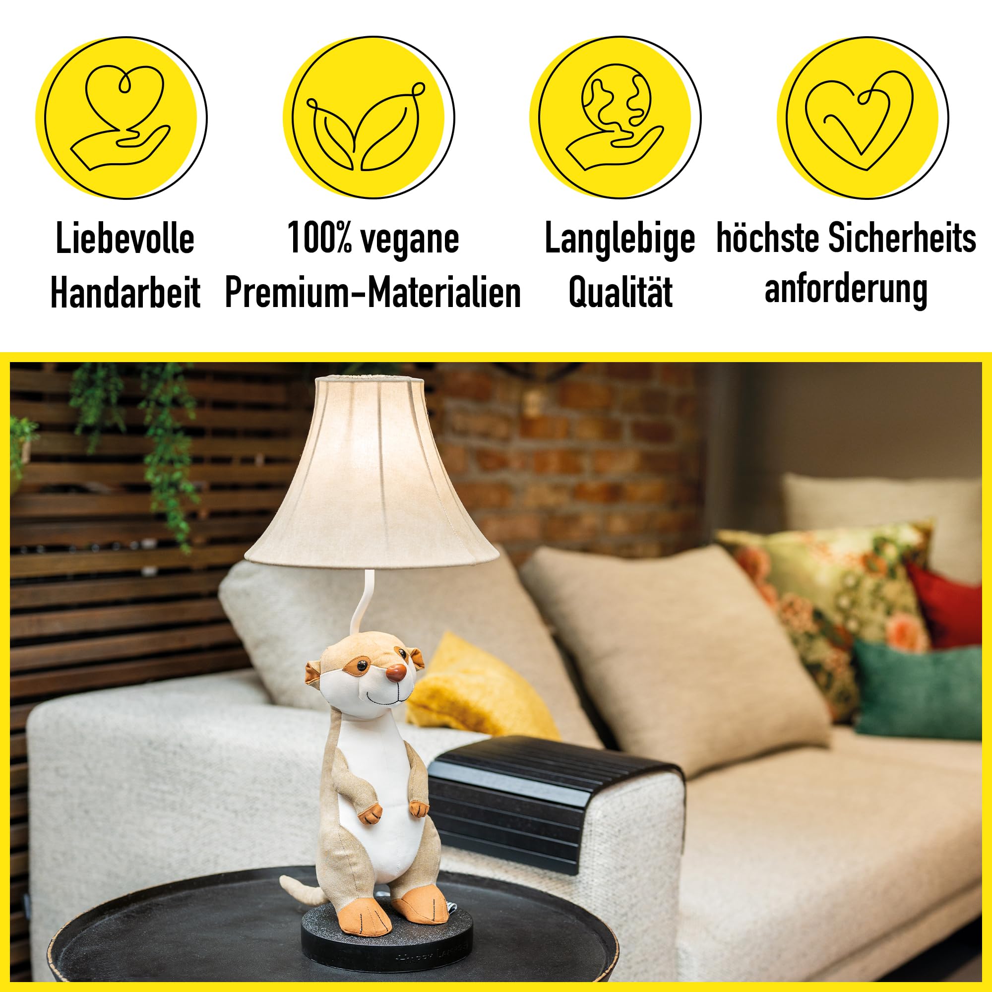 Happy Lamps for smiling eyes Eddie LED-Tischlampe, 60 cm hoch, limitiert, Dekoleuchte, Design LED-Tischleuchte, Handarbeit, Geschenkidee