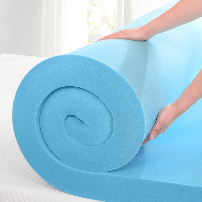 SyMax Cal King Mattress Topper, Gel Infused Memory Foam Mattress Topper, Soft Bed Topper Mattress Pads for Bed, Sofa, RV, CertiPUR-US Certified, Blue, 3 Inch