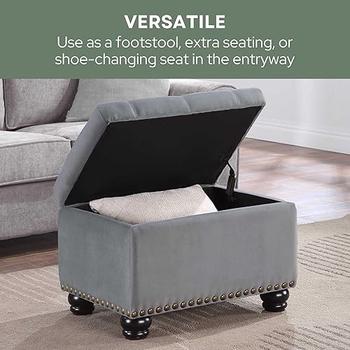 Miniatura 10 de Convenience Concepts Designs4Comfort 5th Avenue - Otomana de almacenamiento, color gris terciopelo