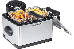 Elite Gourmet EDF-401T Electric Immersion Deep Fryer 3-Baskets