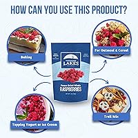 Vista 3 de Thousand Lakes Fruta liofilizada - Frambuesas 1.2 onzas Sin azúcar añadido 100% frambuesas enteras