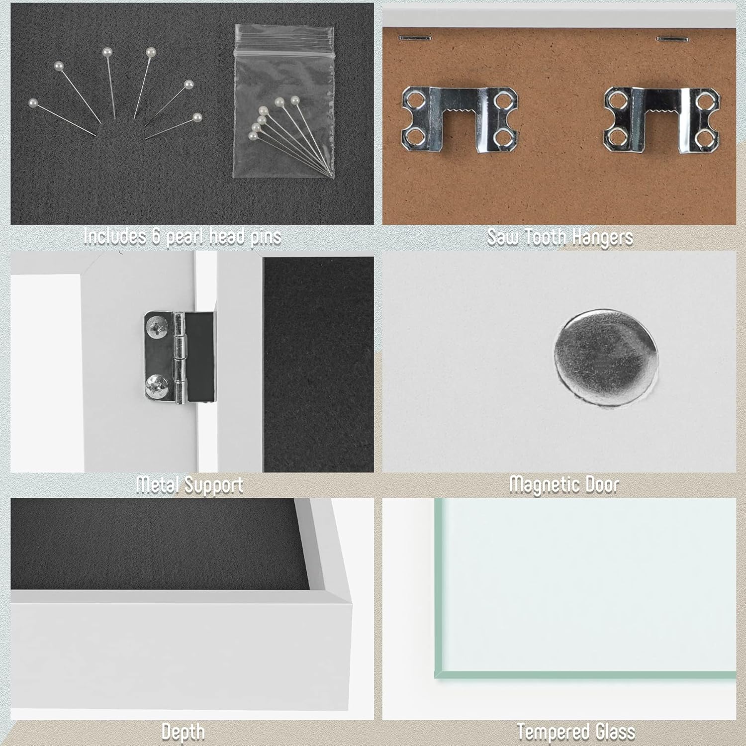 MBC MAT BOARD CENTER, 8x10.5 Shadow Box Case, Wall Display, Front-Opening, Great for Travel Souvenirs, Plane Tickets, Brochures(8x10.5, White, 4-Pack)