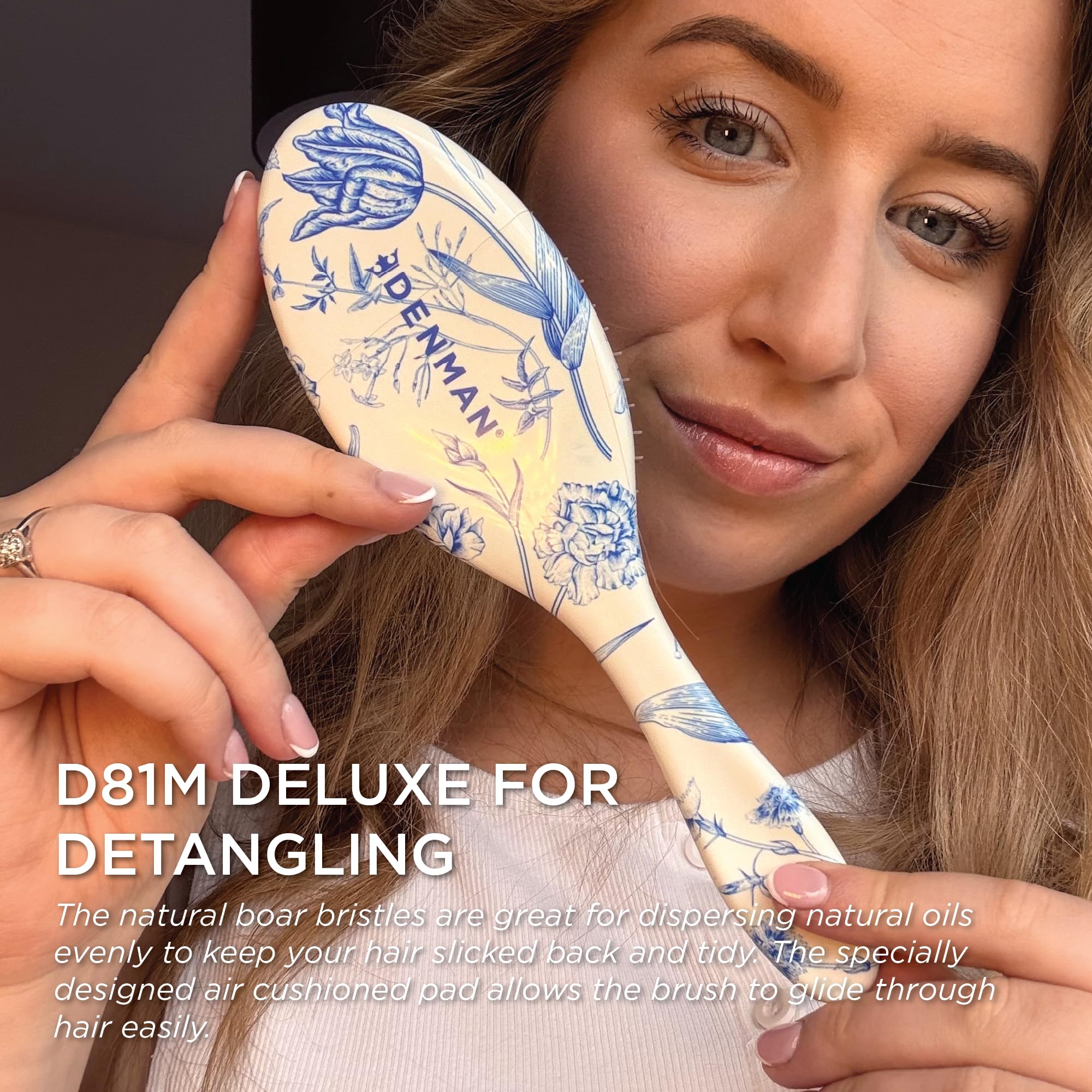 Denman Boar Bristle Hair Brush – Smoothing & Shine Enhancing for Slick Back Styles, Curl Defining & Detangling. Szczotka do włosów z naturalnymi włosami do wszystkich rodzajów włosów dla kobiet i