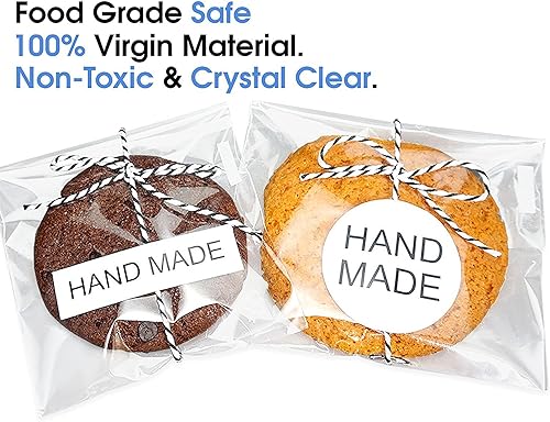 Miniatura 4 de Paquete de 200 bolsas de celofán resellables transparentes, gruesas de 2 milésimas de pulgada de grosor, brillantes, autoadhesivas, para regalos,