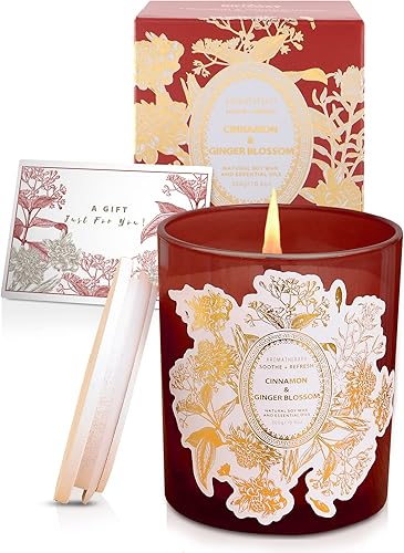 Miniatura 6 de Velas cálidas de otoño de lujo con flor de jengibre y canela  Velas de aromaterapia para aliviar el estrés para hombres y mujeres  Velas perfumadas
