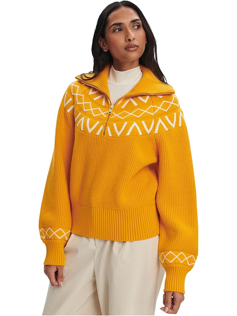 Yellow Varley Sigrid Fairisle 1/2 Zip Knit