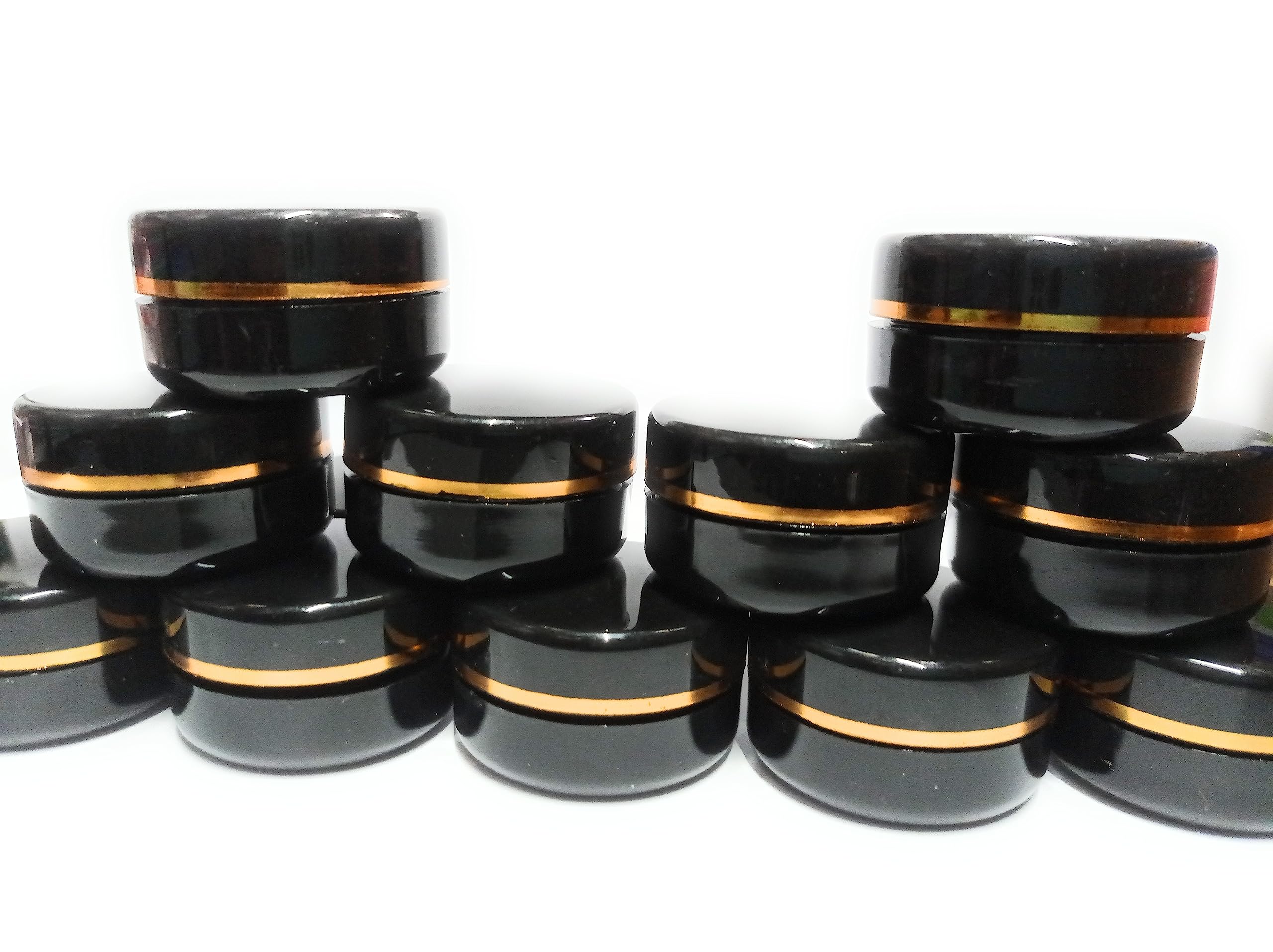 SHREE MAHA 10 Gram Cosmetic Sample Containers with Lids - Empty Small Makeup Jars, BPA Free Plastic, Black (Pack of 12)-picture-53
