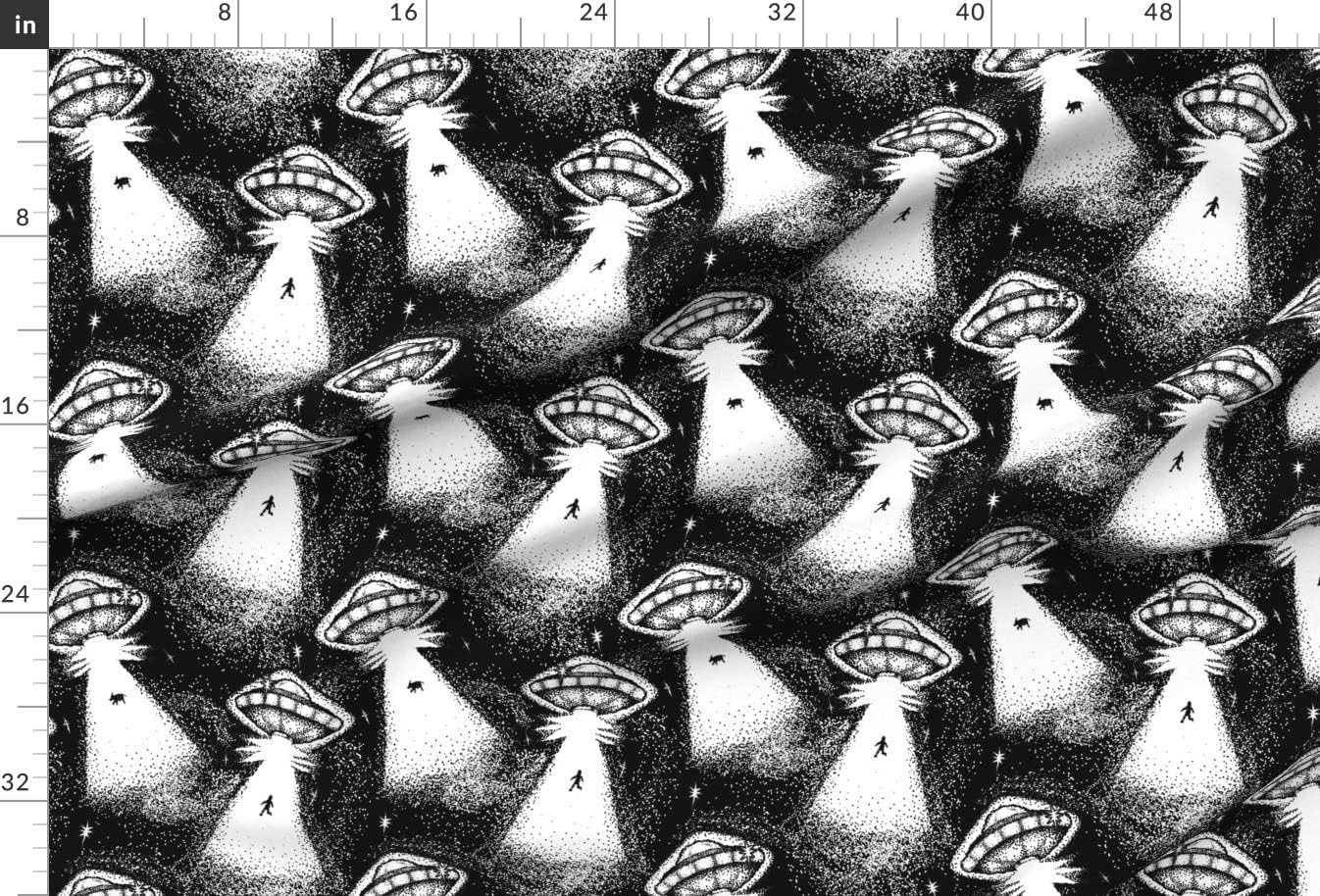 Spoonflower Fabric - UFO Space Flying Pointillism Galaxy Ship Spaceship Printed on Minky Fabric by The Yard - Sewing Baby Blankets Quilt Backing Plush