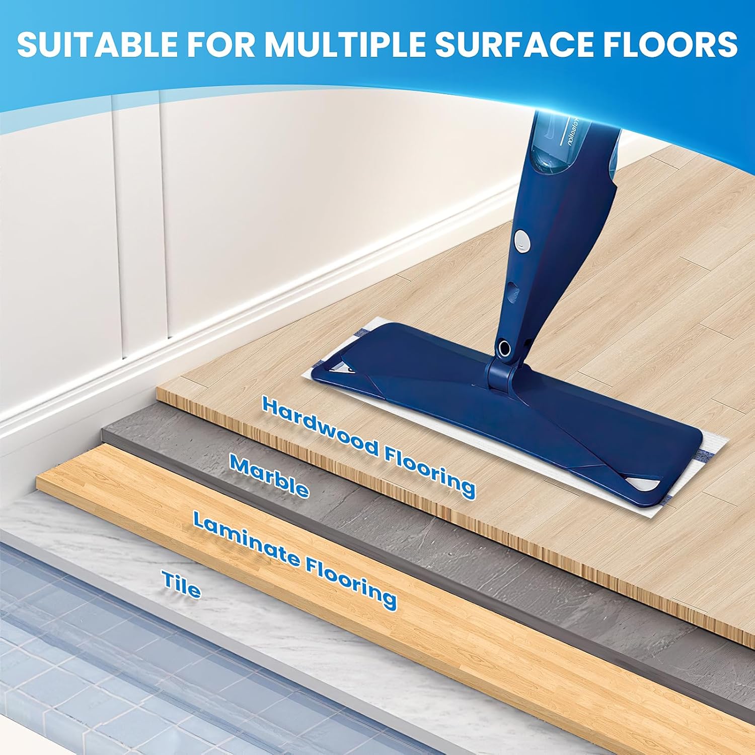 50 Pack Disposable Microfiber Cleaning Mop Pads for Bona Mop Series, Heavy Duty Disposable Sweeping Pad Replacement Refill