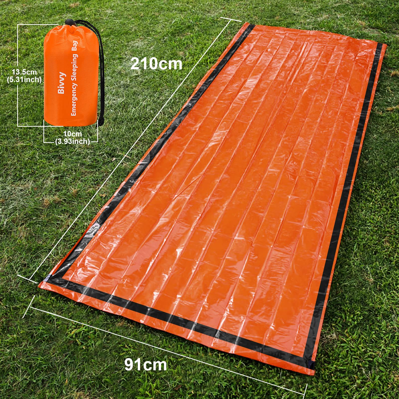 Sac De Couchage De Survie Emergency - Couverture Chauffante Aluminium 213x91cm, étanche Avec Sifflet