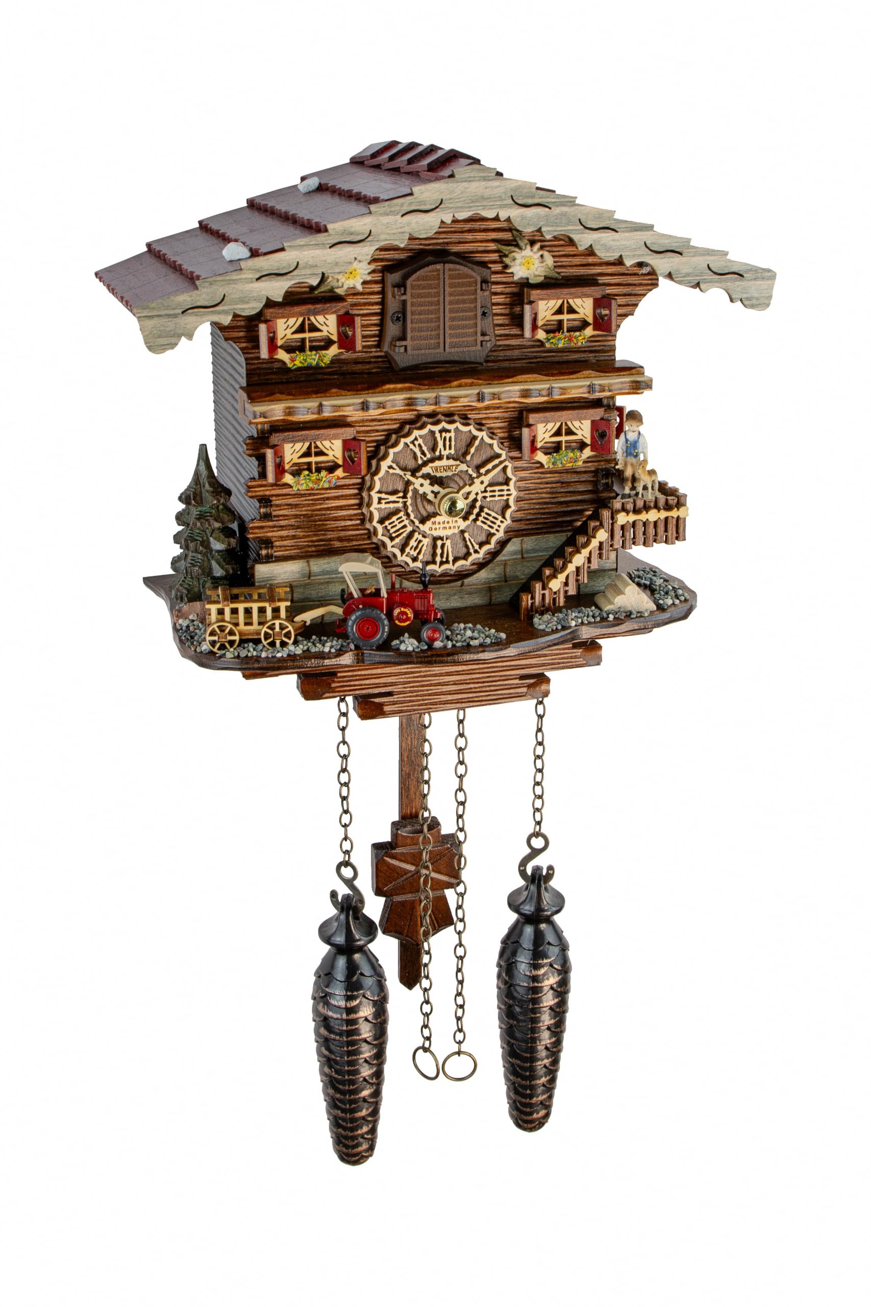 Reloj cucú de cuarzo Trenkle con diseño de casa suiza y melodías tradicionales