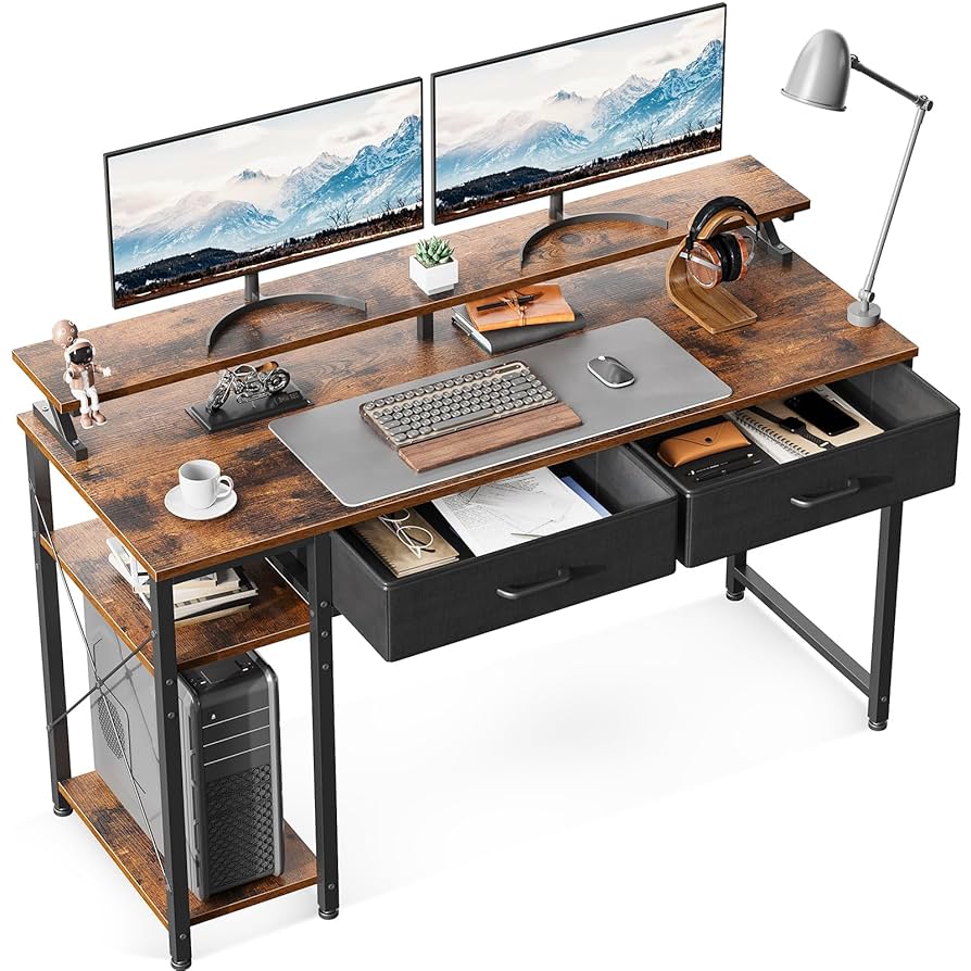B-COMPANY チーク材 パソコンデスク 引き出し2つ タップ収納 Amazon | ODK ゲーミングデスク ラック&引き出し2杯付き 幅120cm