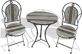 Backyard Expressions Rustic Farmhouse 3-Piece Bistro Set – Foldable Tabl...