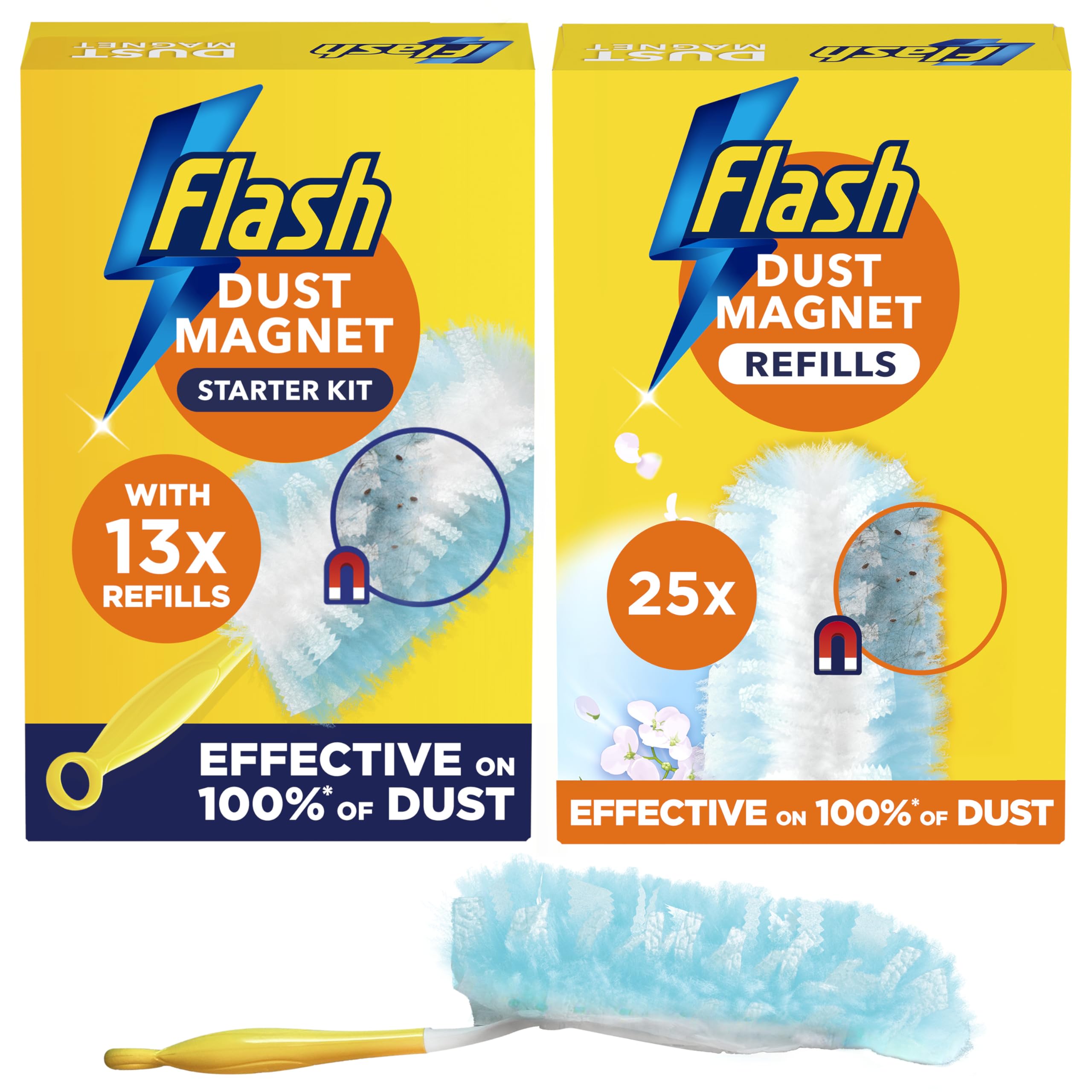Flash Duster Dust Magnet Starter Kit (1 Handle + 13 Refills), Trap & Lock Away Dirt & Hair In No Time — view 7