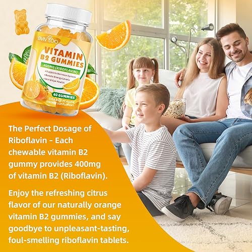 Miniatura 7 de Paquete de 2 gomitas de vitamina B2, riboflavina de 400 mg para niños y adultos, alivio de la migraña y alivio del dolor de cabeza, veganas, sin