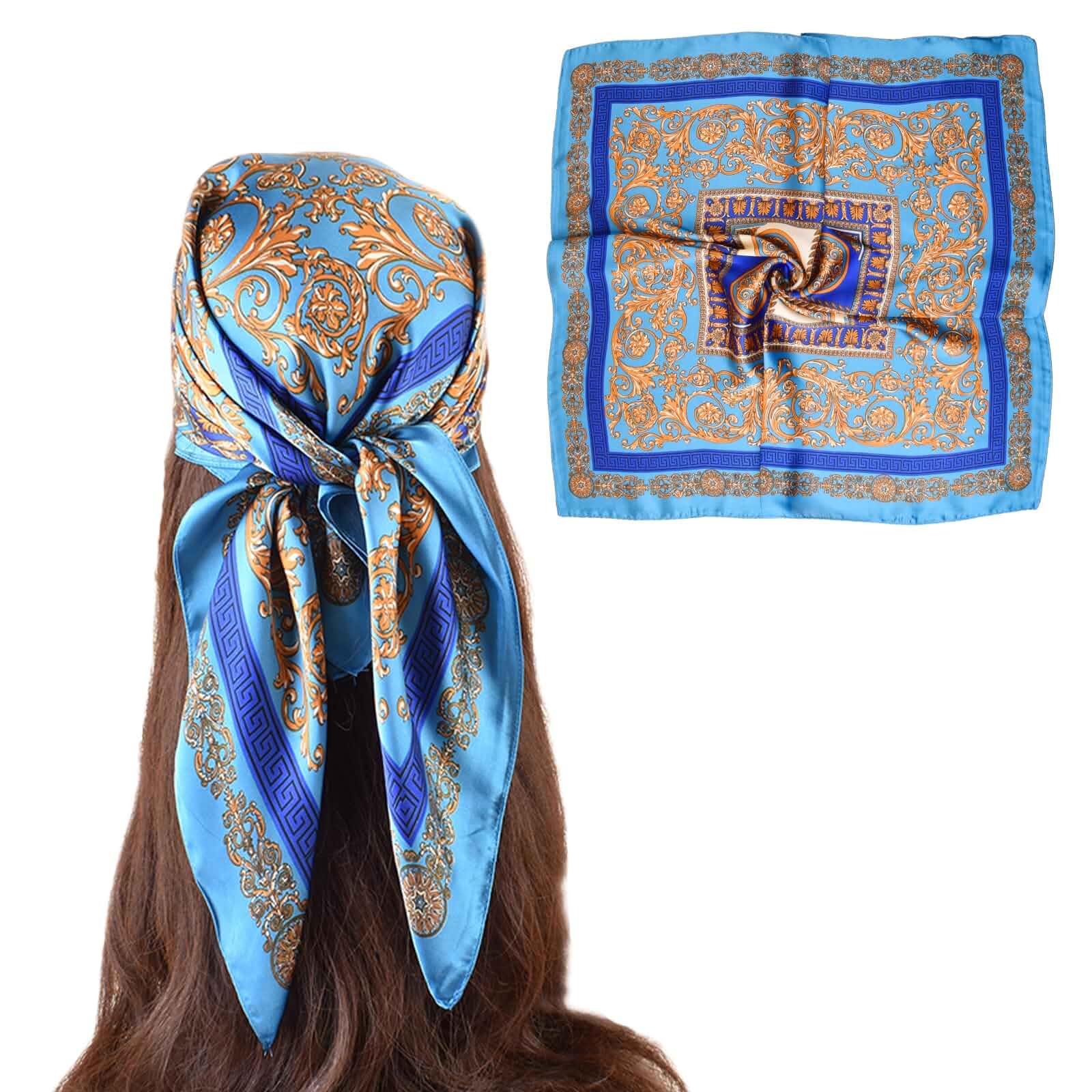EIysee Head Scarf for Women Like Silk Scarf Hair Scarf Printed Square Scarf Bandanas for Sleeping 27 Inches