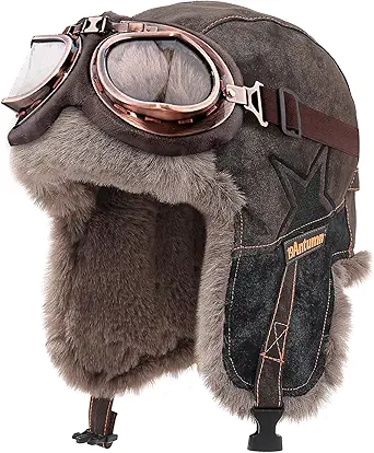 Peicees Aviator Hat and Goggles Pilot Cap with Goggles