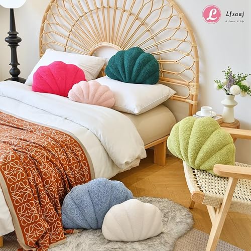 Miniatura 6 de Almohadas de conchas marinas, almohadas en forma de concha, almohada decorativa suave para el hogar, cojín de felpa para cama, sofá, sala de estar,