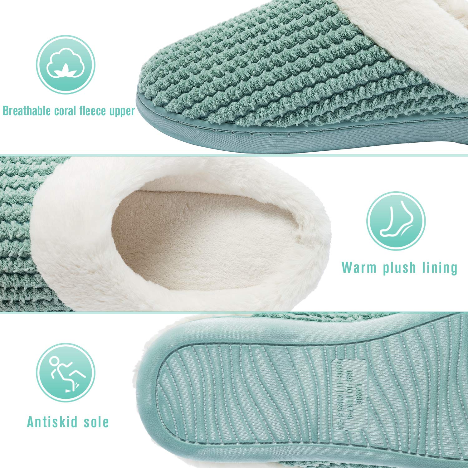 Kuako Inverno Pantofole Donna Peluche Ciabatte Caldo Comode Scarpe da Casa Antiscivolo Memoria Schiuma Pantofole Interno Esterno