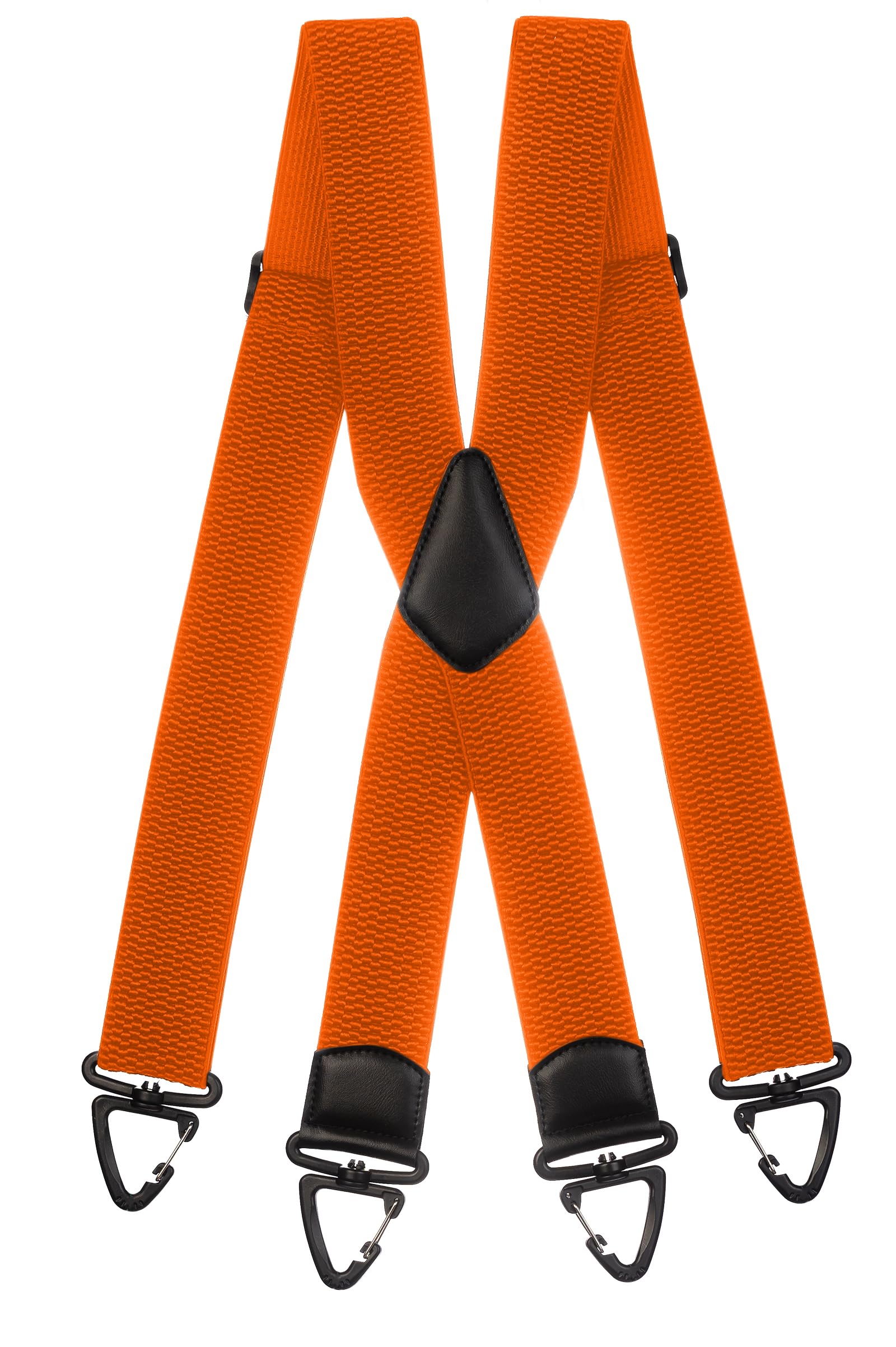 Olata Heavy Duty Extra Wide X-Shape Braces/Suspenders with Plastic Carabiner Clips - 5cm. Orange