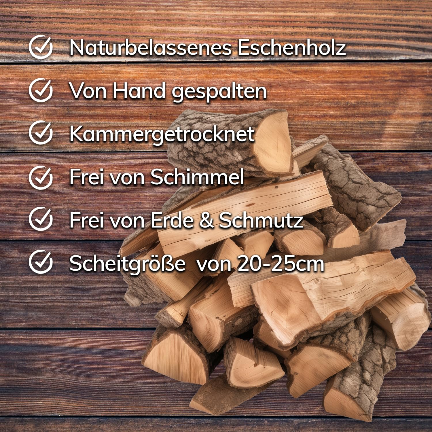 Landree Kaminholz Esche 18 kg für Kamin, Kaminofen, Lagerfeuer, Feuerschale und Ofen, 20-25 cm Scheitlänge, kammergetrocknet, Kaminofen Holz, Brennholz vom Familien-Holzhof aus Schleswig Holstein