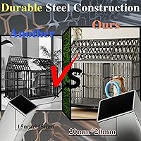 Vista 4 de Jaula extragrande para perros, jaula de hierro galvanizado resistente de 52 pulgadas, muebles con puerta delantera, puerta superior y 4 ruedas