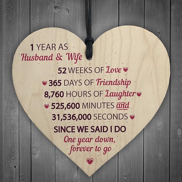 RED OCEAN 1st Wedding Wooden Hanging Heart Sign First Wedding For Her
