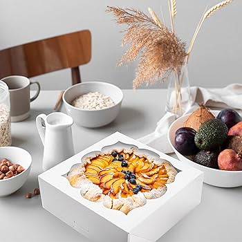 CHERRY 25-PACK 9"x9"x3"Brown Bakery Boxes With PVC Window For Pie And Cookies Boxes Large Natural Kraft Paper Box 9x9x3inch,Pack Of 25