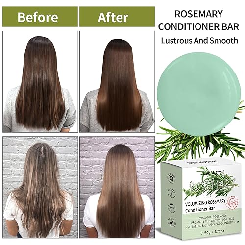 Miniatura 4 de Juego de 2 barras de champú y acondicionador de romero, champú voluminizador para cabello fino y barra acondicionadora para hombres y mujeres,