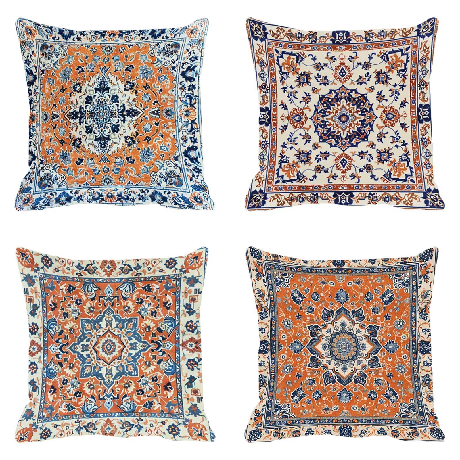 Housse de coussin outdoor orange brûlée 60x60 pour un salon de jardin bohème