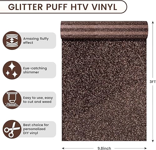 Miniatura 2 de Puff HTV - Vinilo de transferencia de calor de 10 pulgadas x 4 pies, para camiseta, vinilo para planchar en vinilo competible con cortador de vinilo