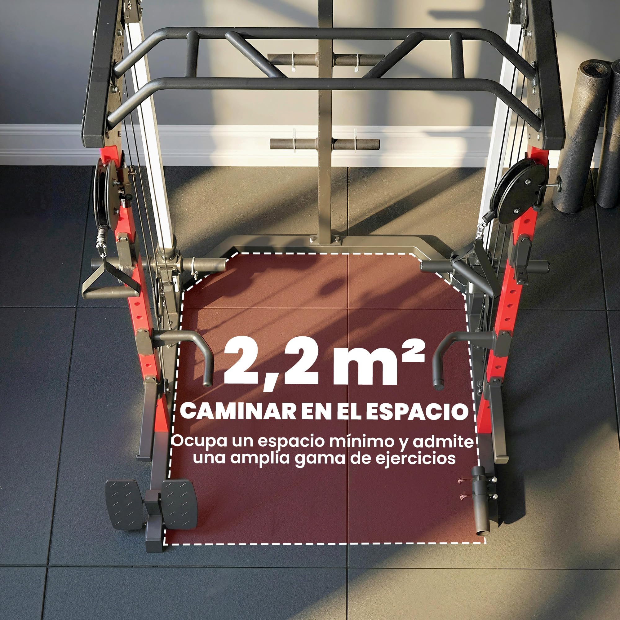 SPORTNOW Jaula de Potencia Musculación con Sistema de Poleas Ajustable, Rack para Sentadillas con Barra de Dominadas, Estación de Fondos, Soporte Barra, para Casa en Gimnasio, Carga 900 kg