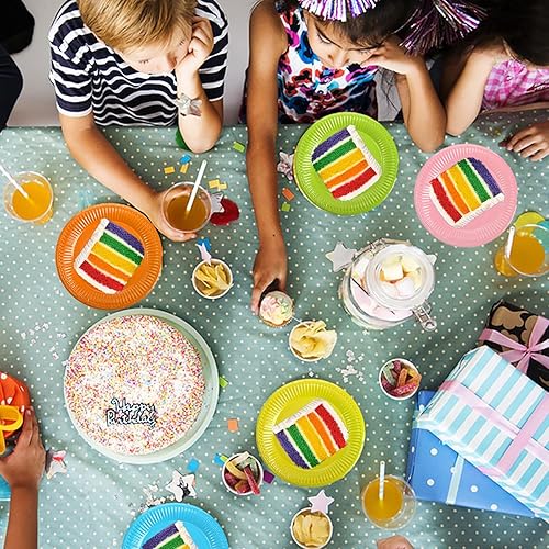 Vista 4 de Nicunom 200 platos de papel para fiestas, platos de postre desechables de 7 pulgadas, platos redondos de colores surtidos, a granel para fiestas