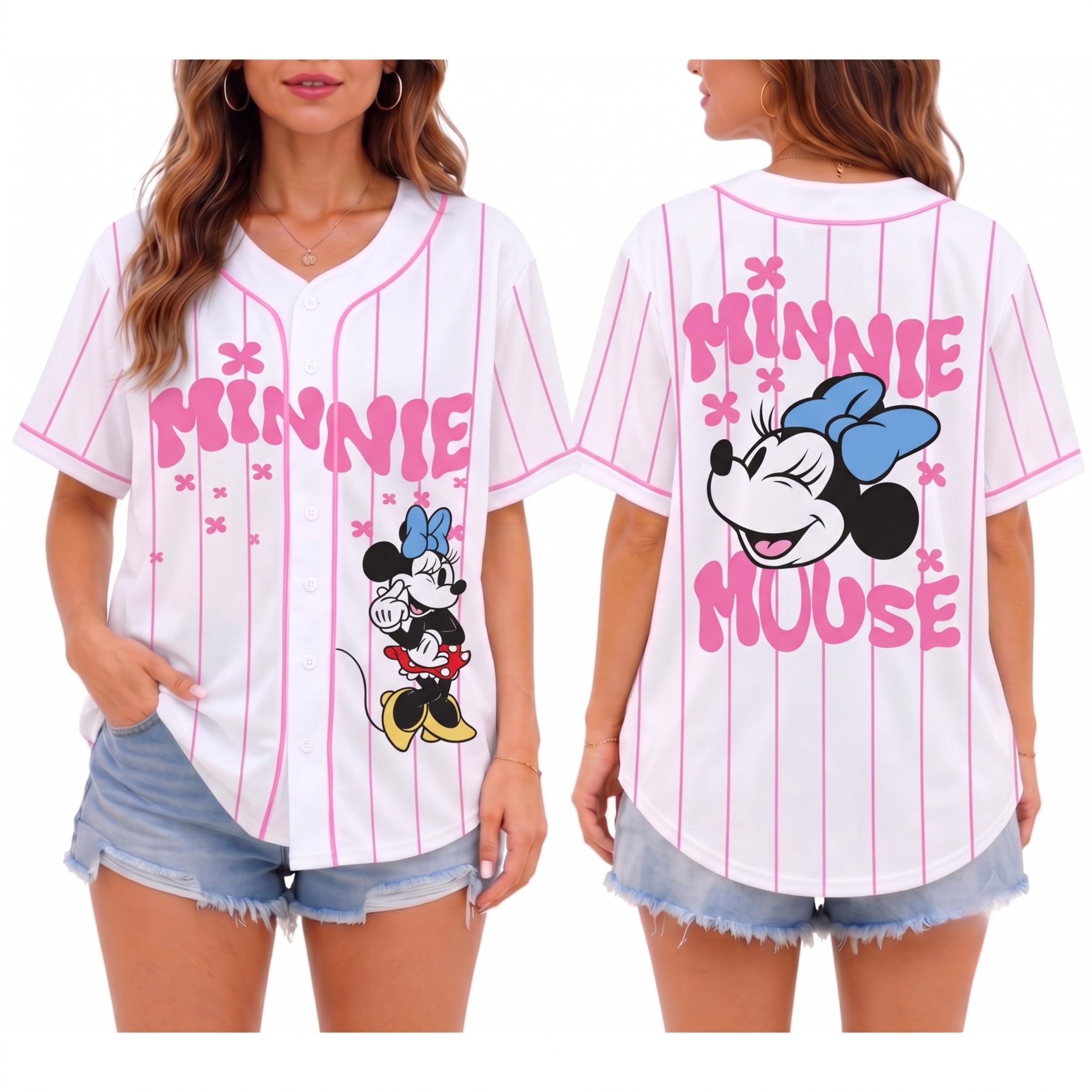 Disney Womens Baseball Jersey Lightweight Graphic Baseball Shirts for Women