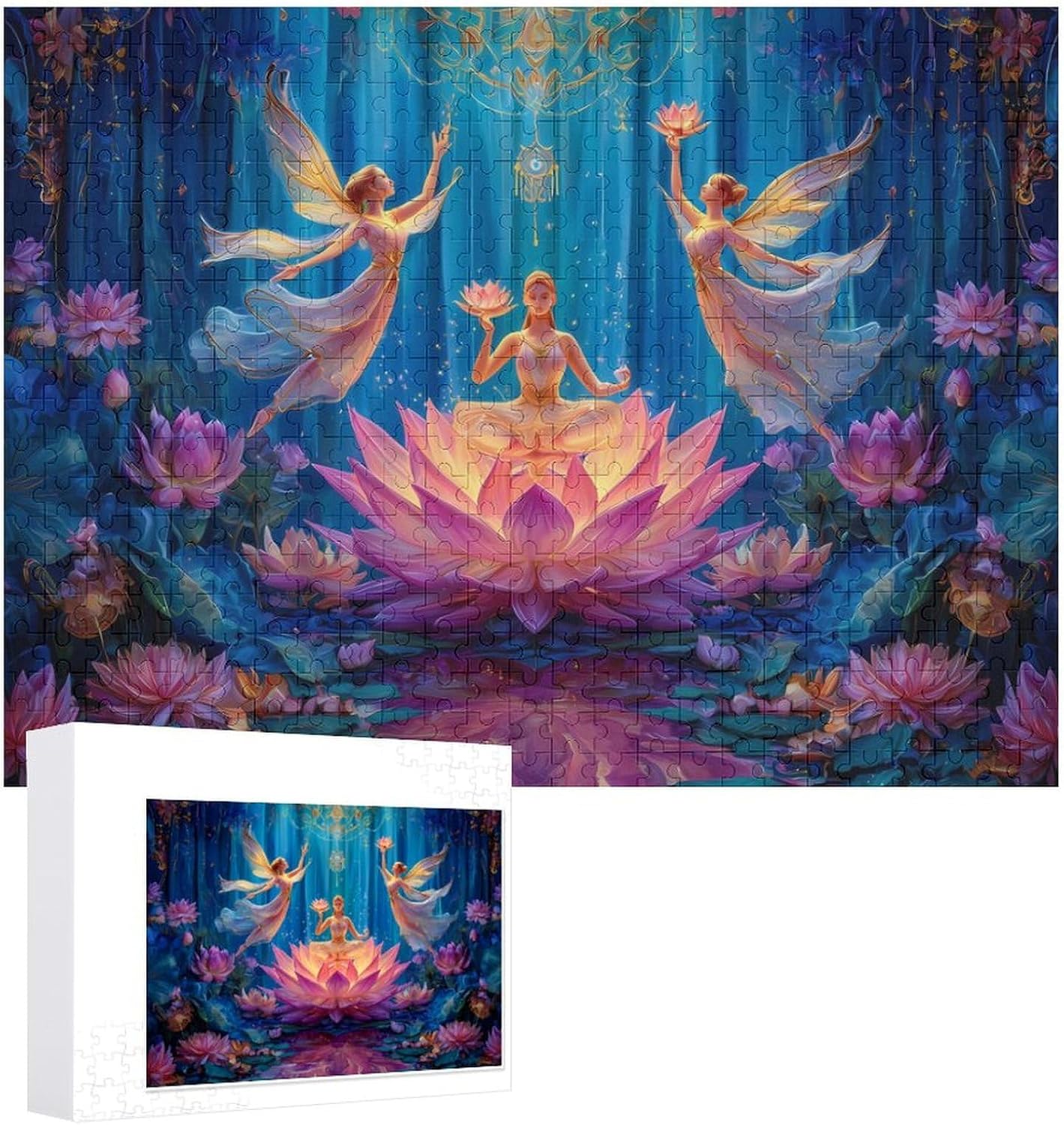 Chakra Yoga and Meditation Zen Lotusfloral Puzzles for Adults 500 PCS Wooden Jigsaw Puzzle Wall Decor Christmas