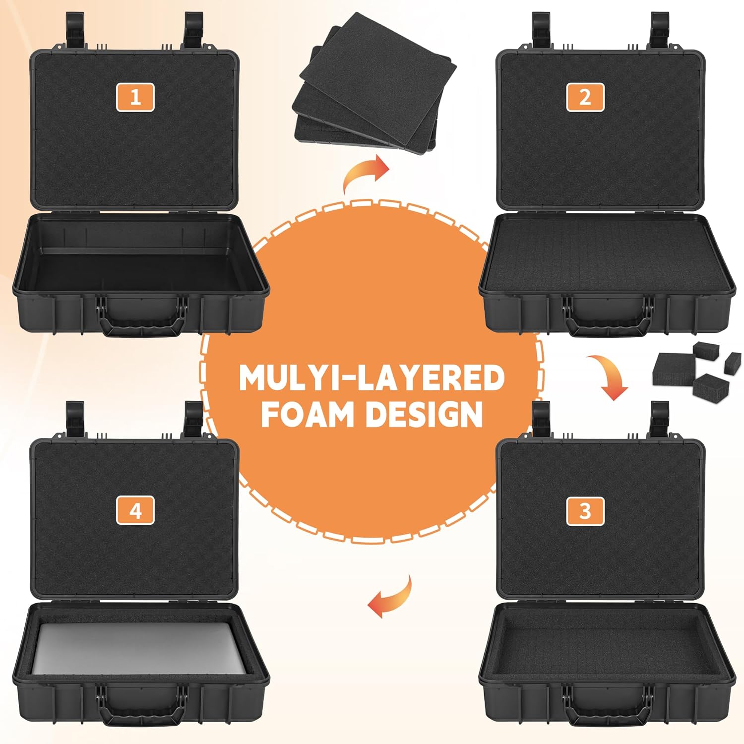 Laptop Hard Case for 14-15.6 inch Gaming Laptops & Accessories - Heavy Duty Laptop Storage Case with Pull & Pluck Foam Layer (Black)