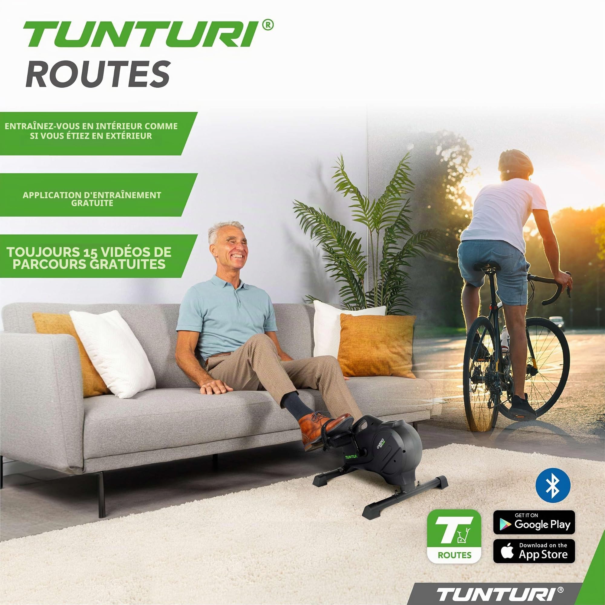 Tunturi Cardio Fit M40 Mini Vélo d'appartement entraînement des jambes et des bras résistance réglable écran LCD