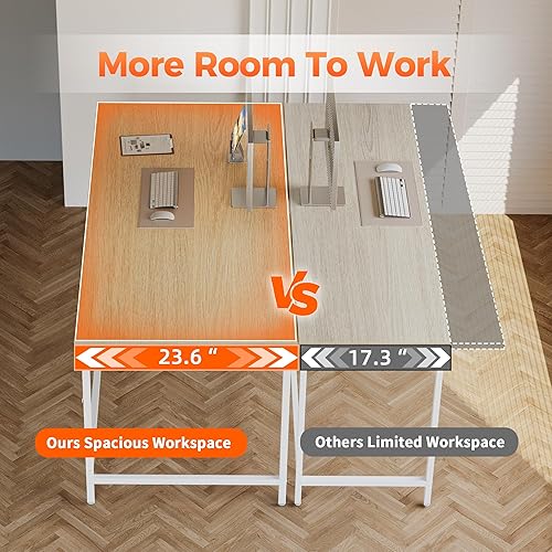 Miniatura 5 de Mericonia Escritorio de computadora de 55 x 24 pulgadas, escritorio de juegos para espacios pequeños, mesa de estilo moderno y simple para oficina