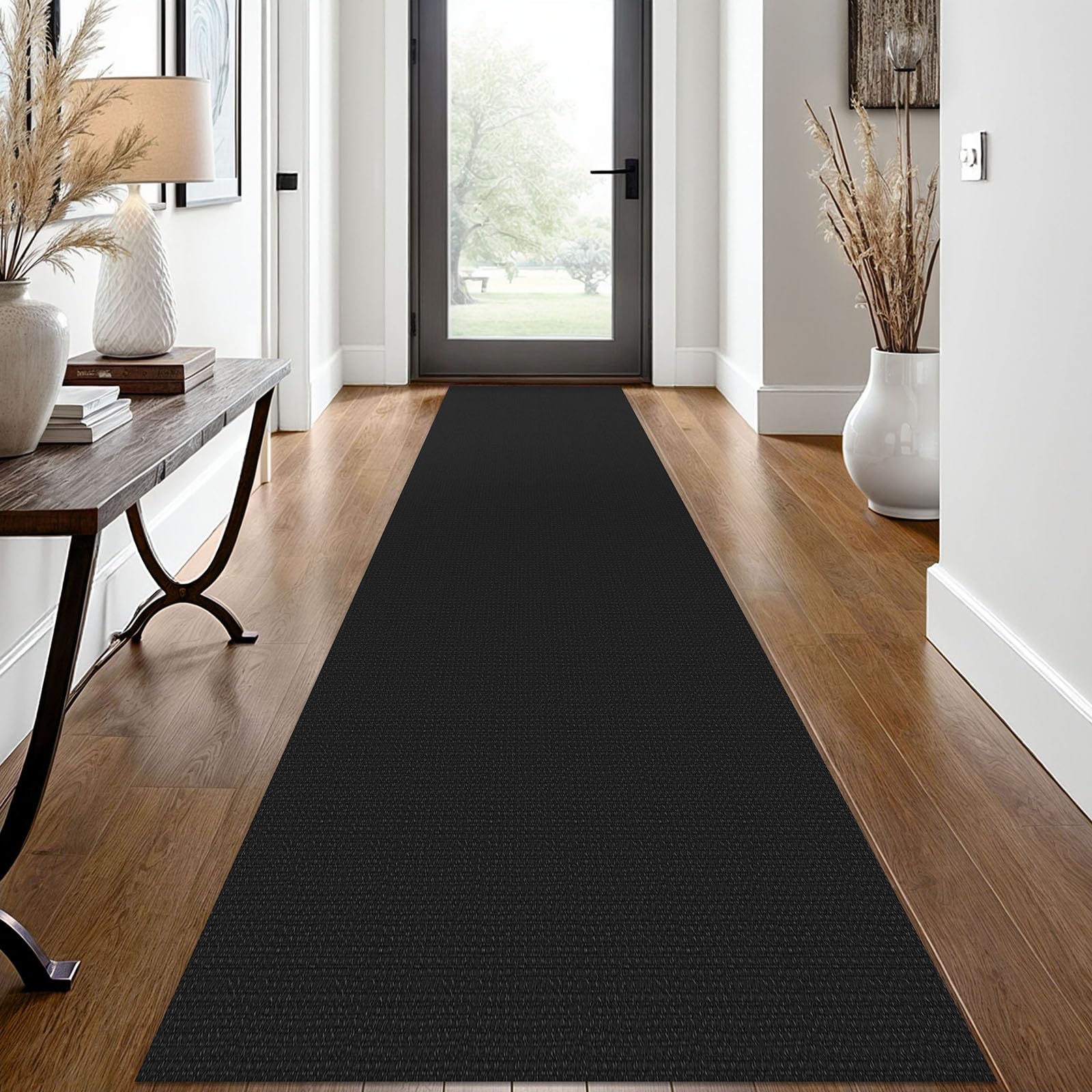 EARTHALL Woven Runner Rug 2x12 Ft Washable Runners for Hallways Extra Long Cotton Non Slip Rubber Backed Kitchen Runner Braided Indoor Floor Carpet