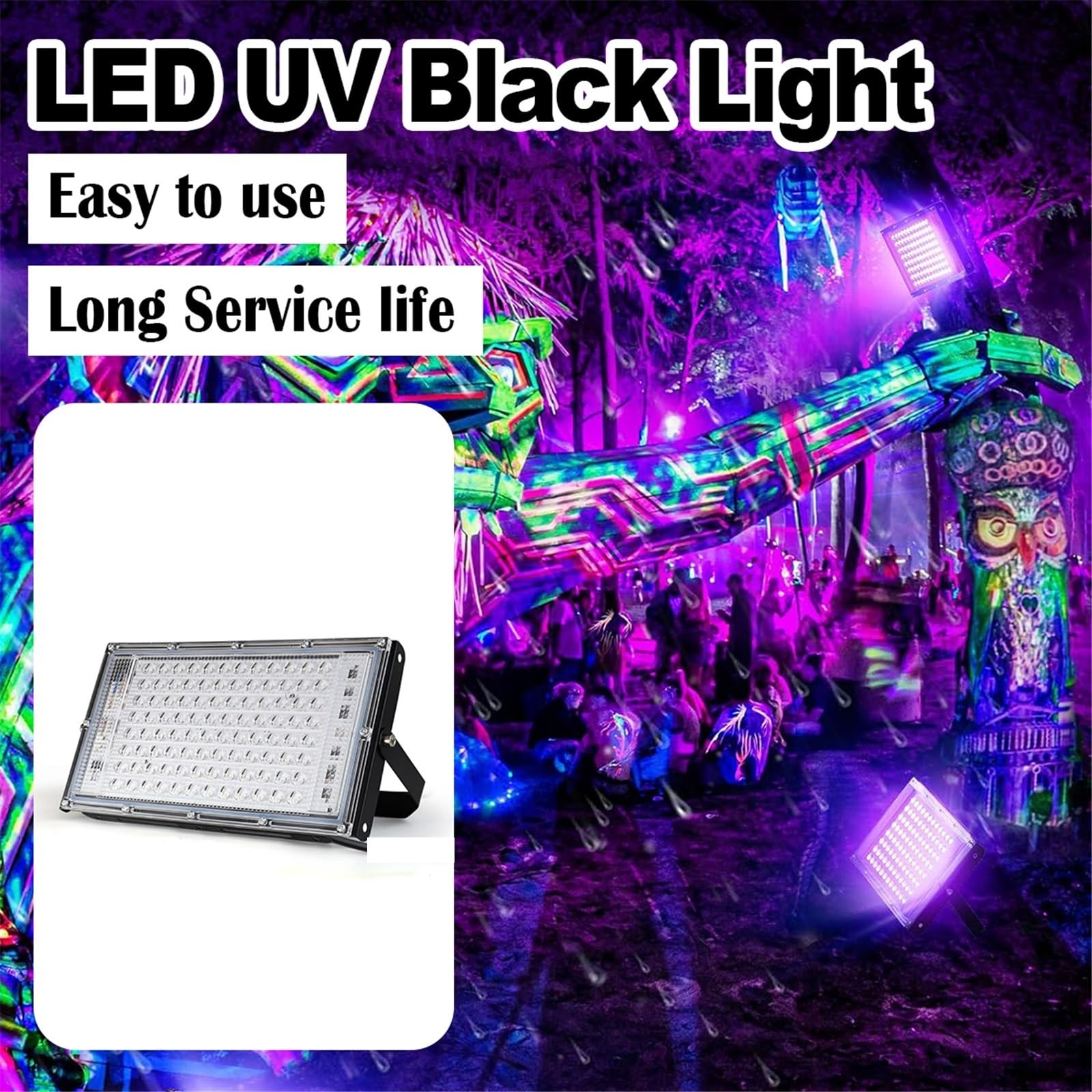 Aushärtungslampe, LED UV Flutlicht 50w/100w 395nm Bühne Schwarzlicht 400nm Birne Bar Outdoor Zimmer(100W)