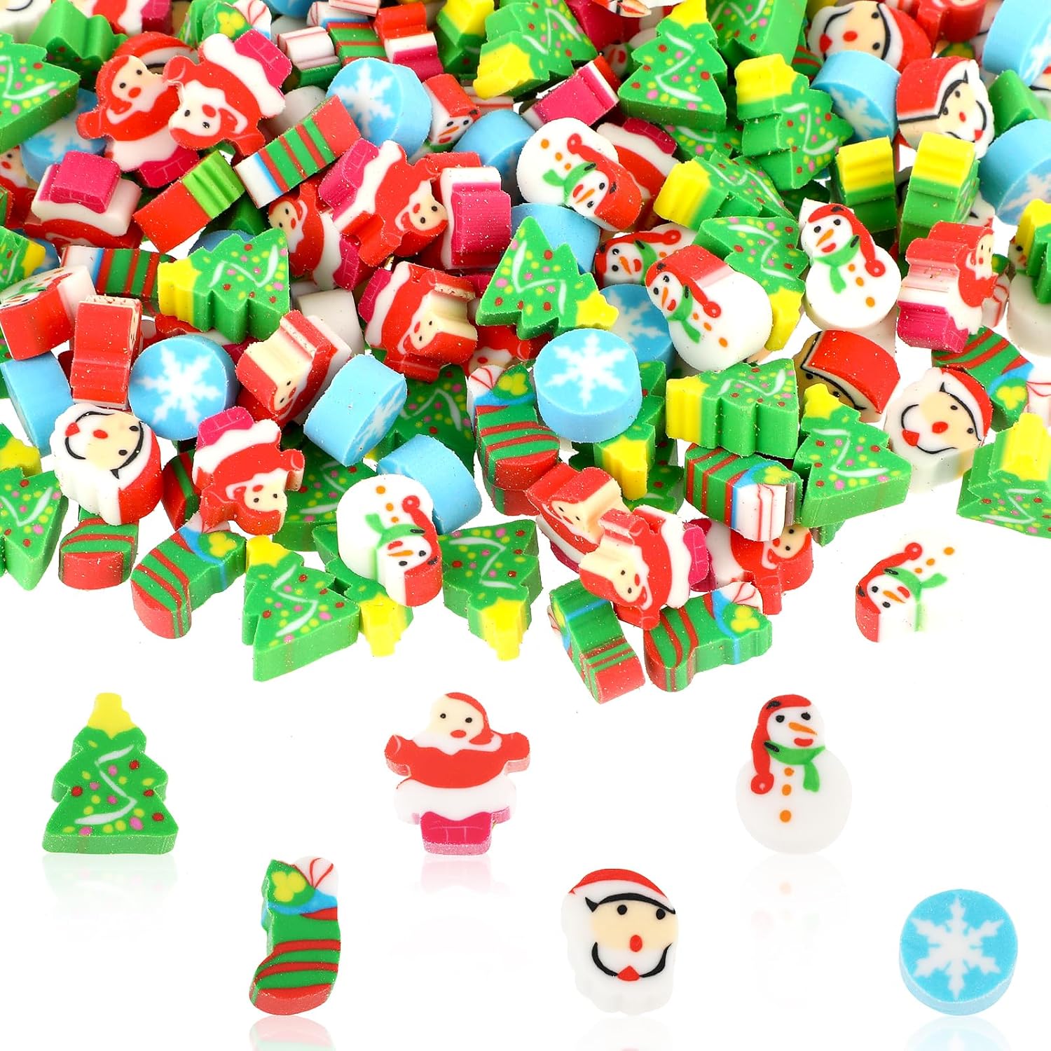 Thinp 300 Pieces Christmas Mini Erasers Small Erasers