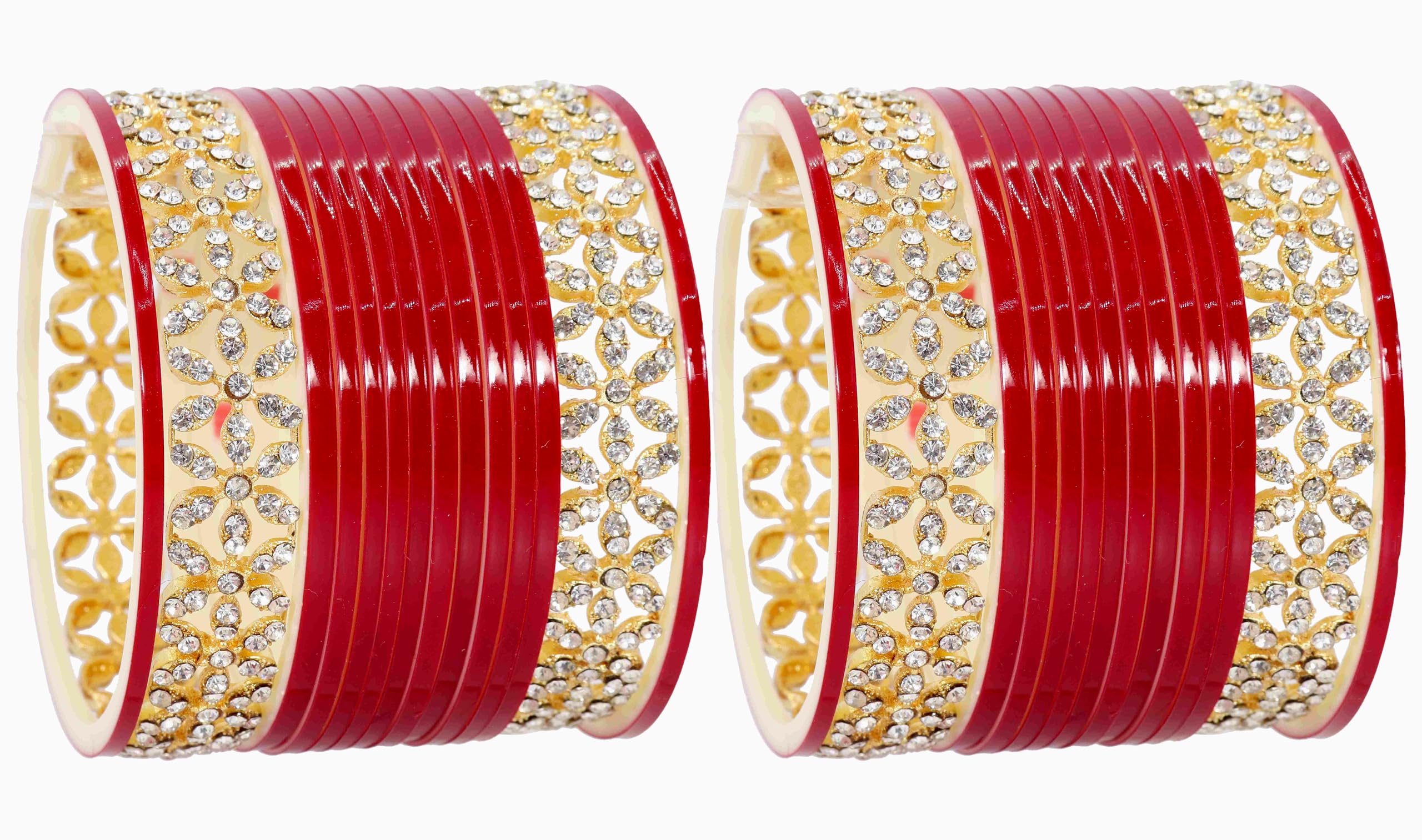 NMII Designer Red Chuda Set For Bridal Women & Girls with Zircon Diamond Stone | Womens Bangles Red | Bridal Chura Design Wedding, Party, Marriage | Fashion Jewellery-(F186-Chuda-Gold-2.4) (B0CTTS6N7Y) Amazon Price History, Amazon Price Tracker