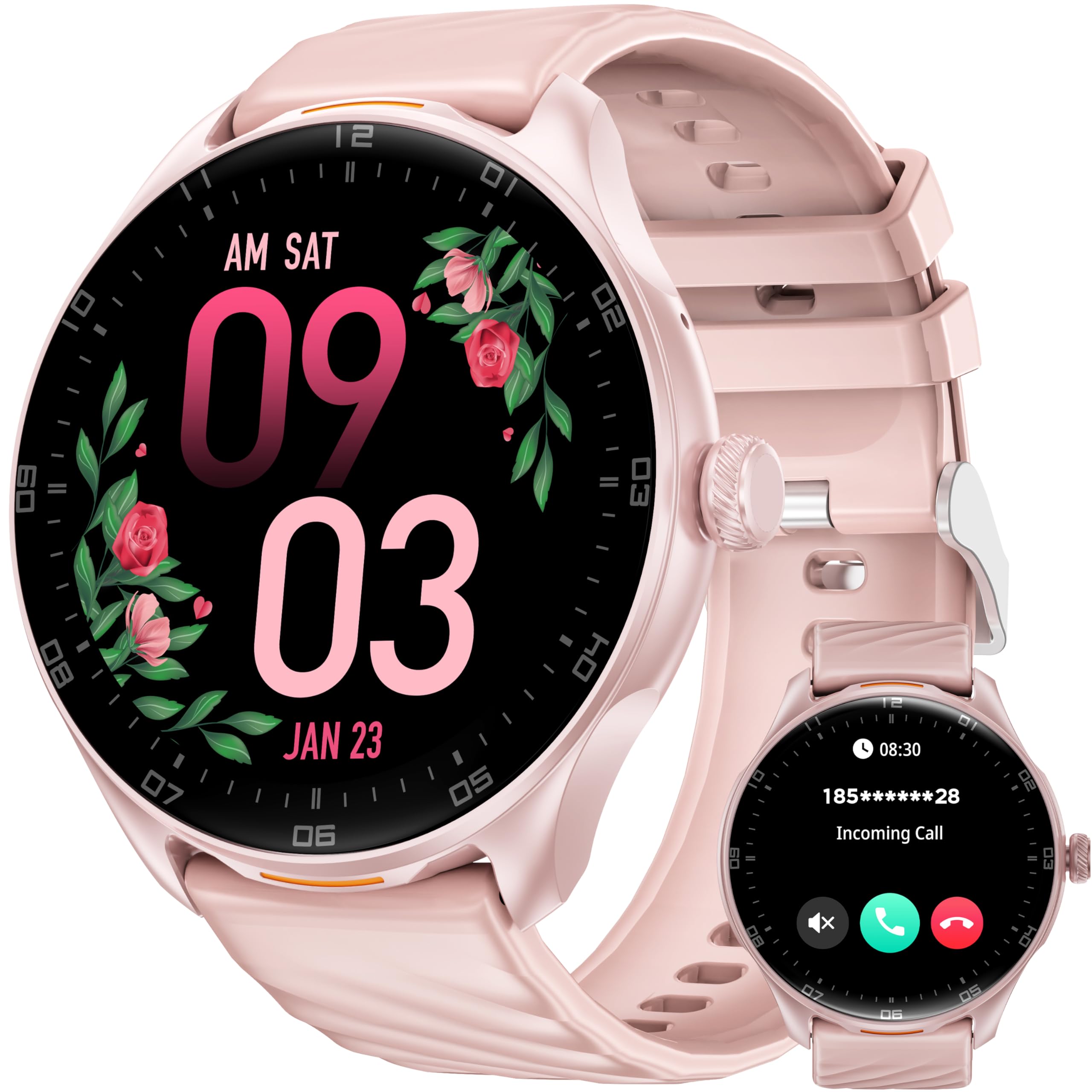 OUKITEL Smartwatch Donna Uomo, 1.39" Orologio Smartwatch con Effettua/Risposta Chiamate, 100+Modalità Sportive Impermeabile IP68, Smart Watch con Monitoraggio del Sonno/SpO2/Contapassi per IOS/Android