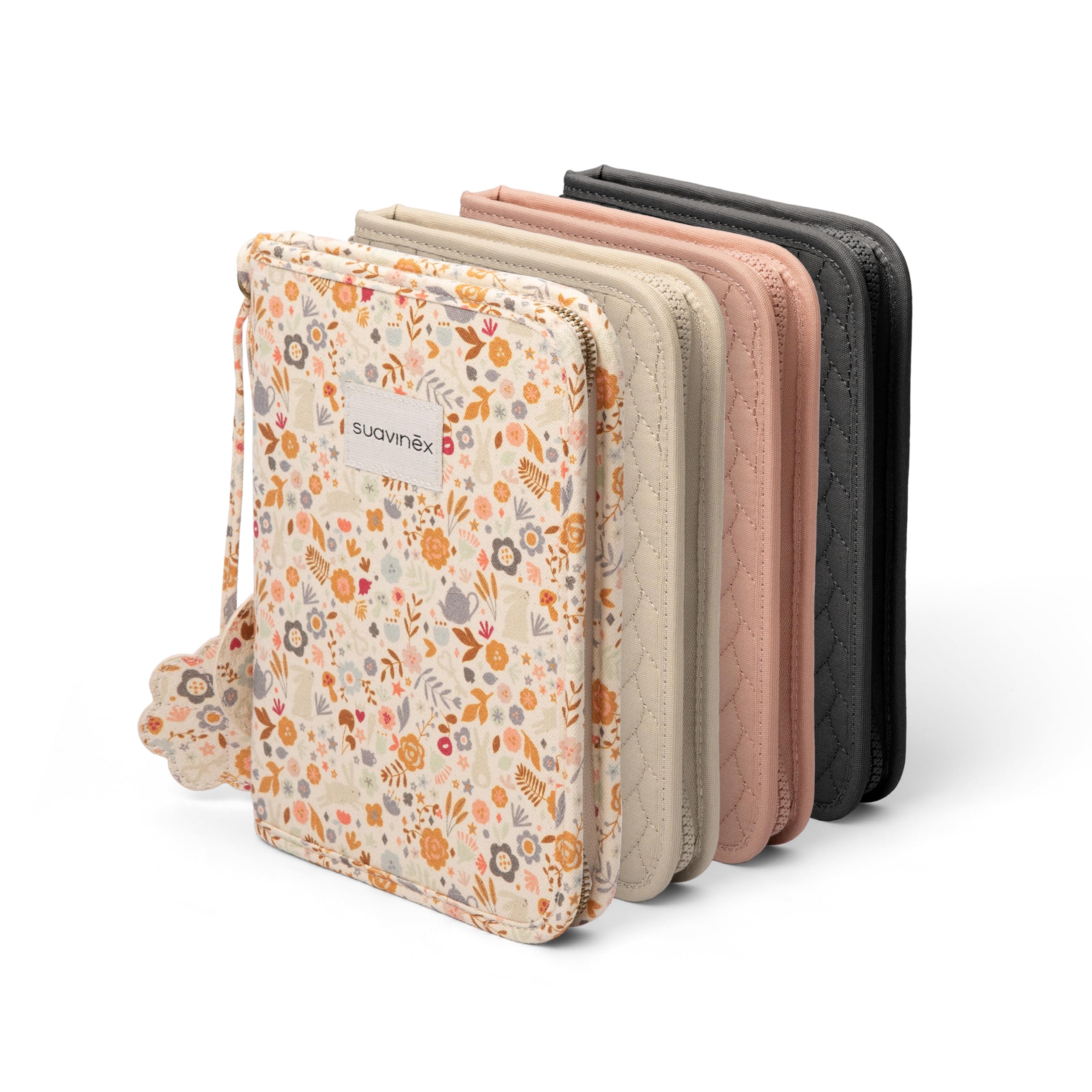 Suavinex, Protège Carnet de Santé Bébé, Pochette Documents, Étui pour Ranger et Organiser, Carnet Maternité, Fermeture Éclair, Résistant à l'Eau, Cadeau Nouveau-né, Poches Intérieures, Coton, Beige