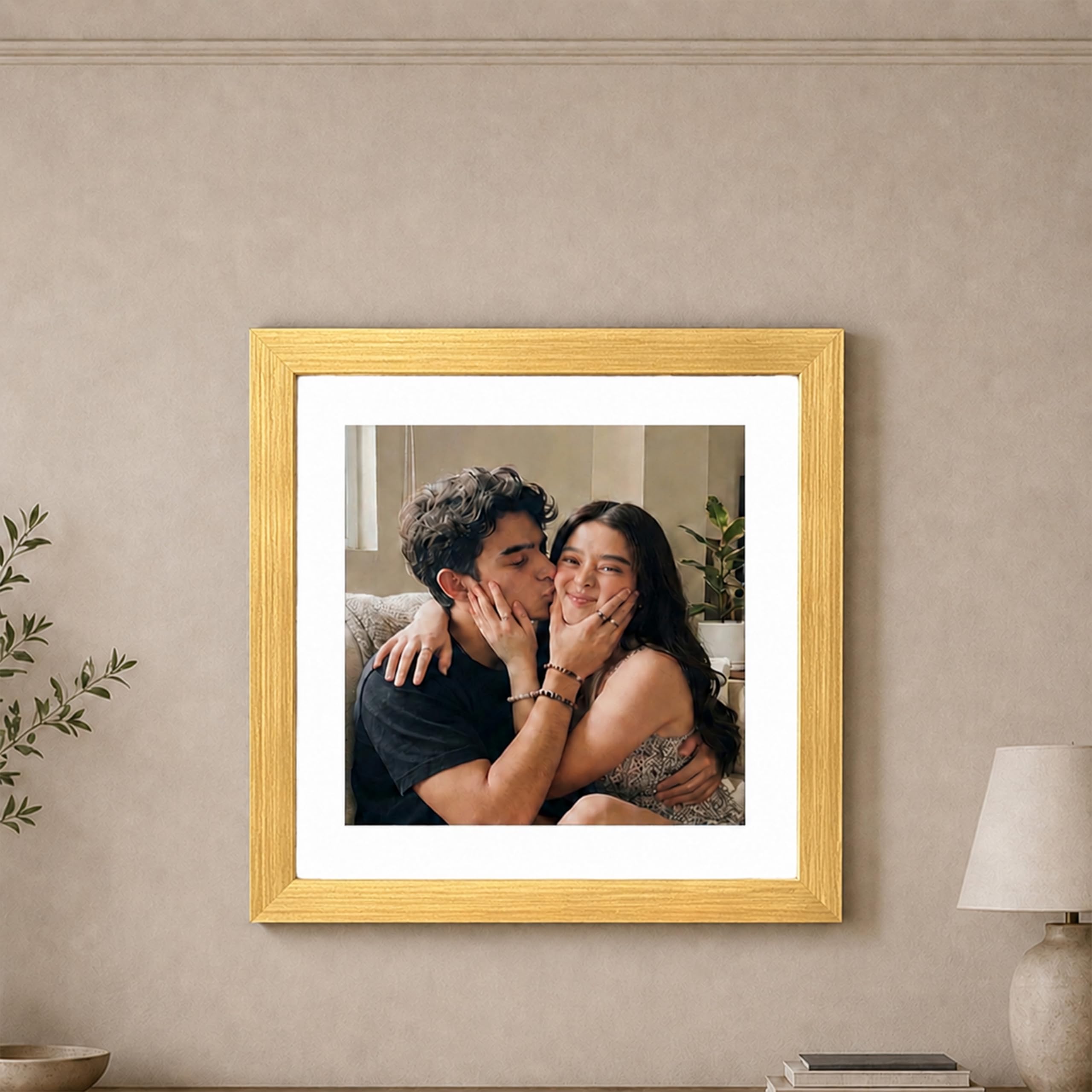 Art Street Synthetic Document Large Size Wall Photo Frame, Big Frames For Wall Artwork, Certificates, Picture & Photographs Home Decor (10x10 Inch Matted To: 8x8 Inch, Gold)
