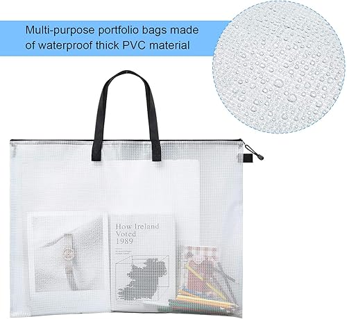 Miniatura 4 de Outus Portafolio de arte - Bolsa de almacenamiento para pósteres, con asa y cremallera, organizador de 19 x 24 pulgadas, bolsa transparente para