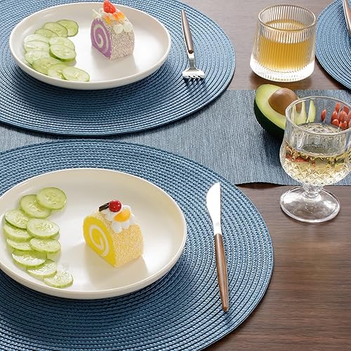 Miniatura 5 de FunWheat Juego de 6 manteles individuales redondos trenzados y caminos de mesa bohemios de algodón de 72 pulgadas de largo para mesa de comedor