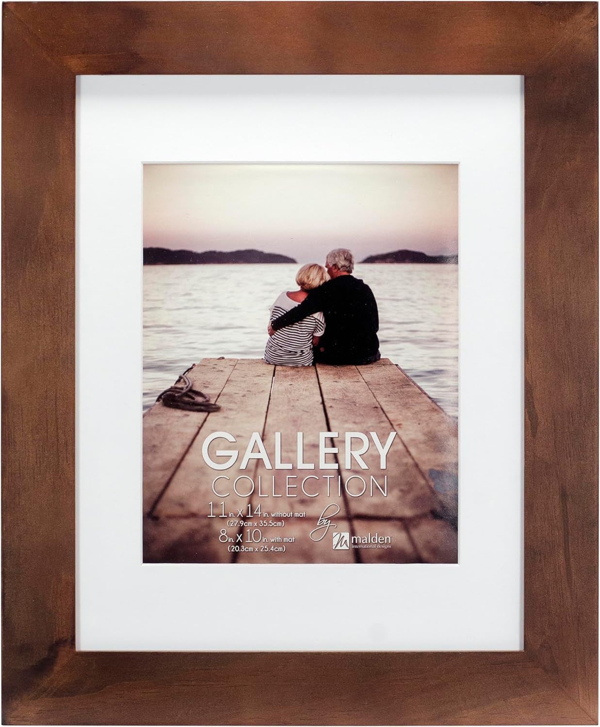 Malden 11x14 Matted Picture Frame - Made to Display Pictures 8x10 with Mat, or 11x14 Without Mat - Walnut